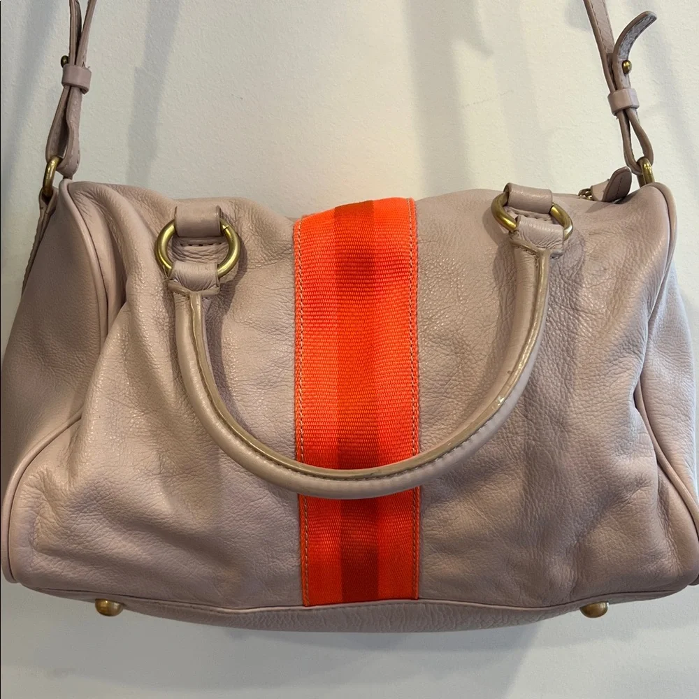 J Crew Leather Grey and Orange Women's Bag - Picture 1 of 12